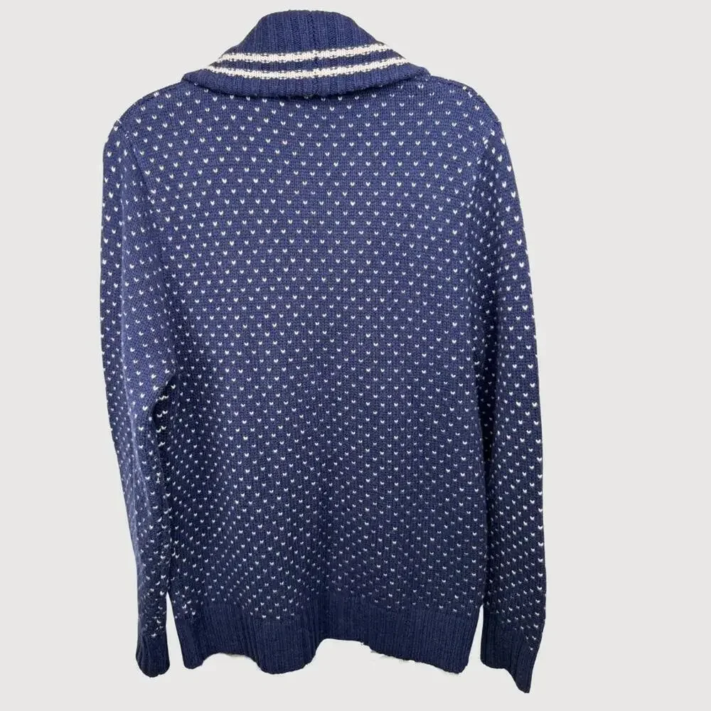 Vintage J.Crew Navy Chunky Wool Fisherman Cardigan | Oversized Cozy Knit
